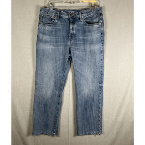 J Crew Womens '84 Slouchy Jeans Size 29 Blue Frayed Raw Hem Boyfriend Button FLY
